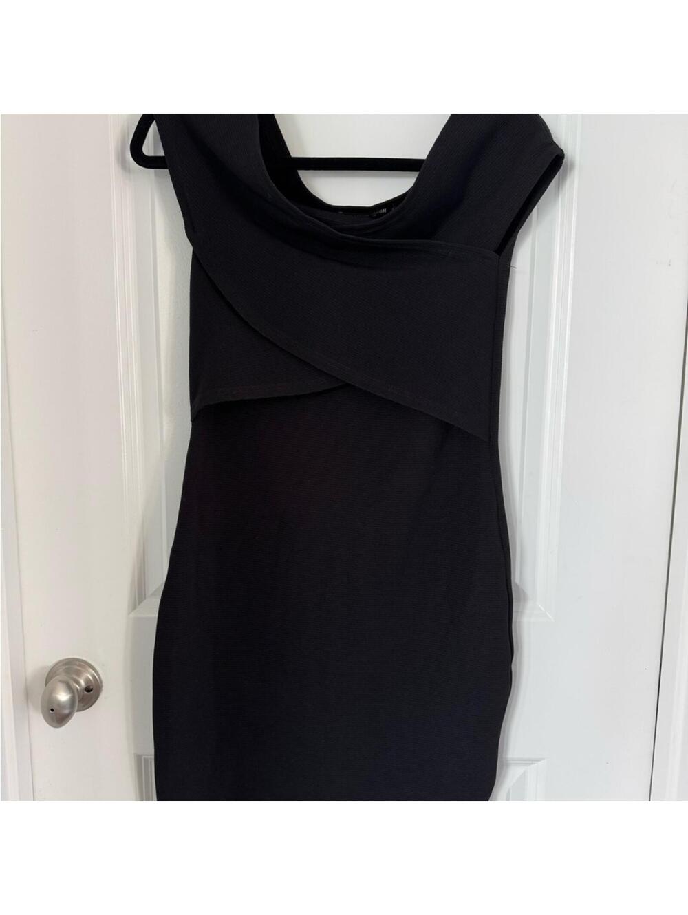 Fashion Union Black One Shoulder Sheath Dress